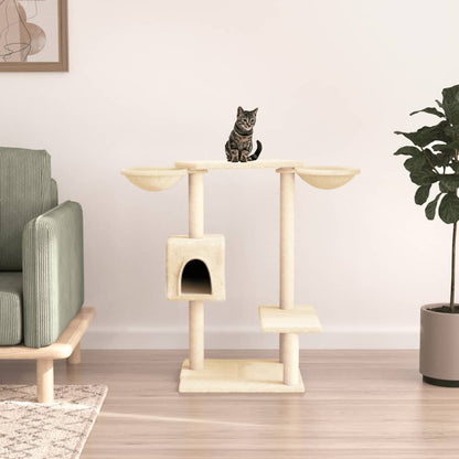 Rascador Para Gatos Con Postes Para Rascar Color Crema 82 Cm_1