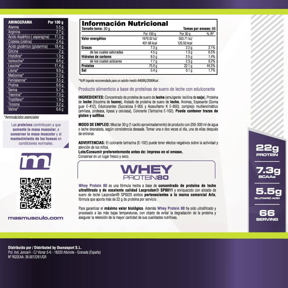 Whey Protein80 - 2 Kg - Pastel De Limón - Aumenta La Masa Muscular - Masmusculo_5