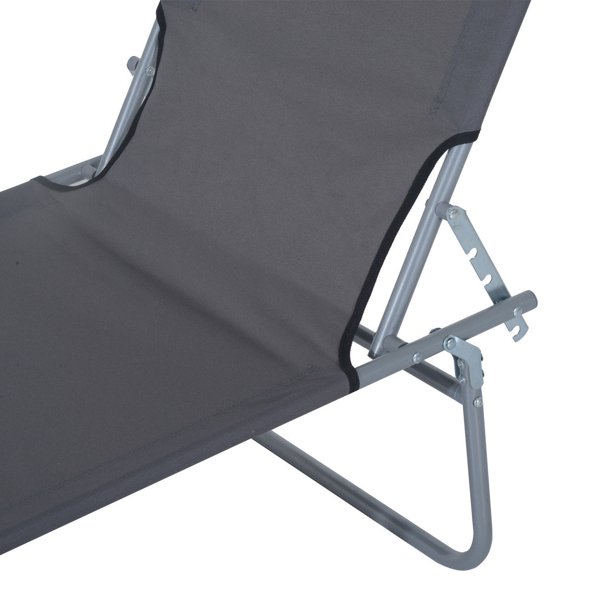 Outsunny Tumbona De Jardín Plegable Con Toldo Desmontable 187x58x36cm Gris_4