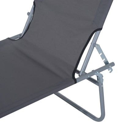 Outsunny Tumbona De Jardín Plegable Con Toldo Desmontable 187x58x36cm Gris_4