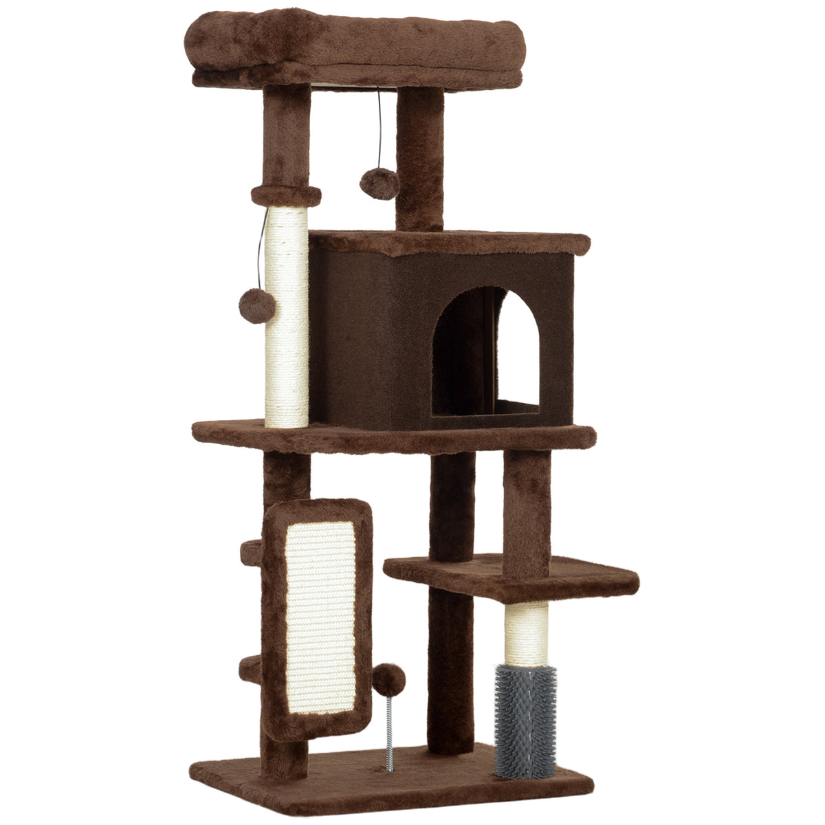 Pawhut Árbol Rascador Para Gatos Altura 104cm Con Almohadilla Para Rascar Marrón_0