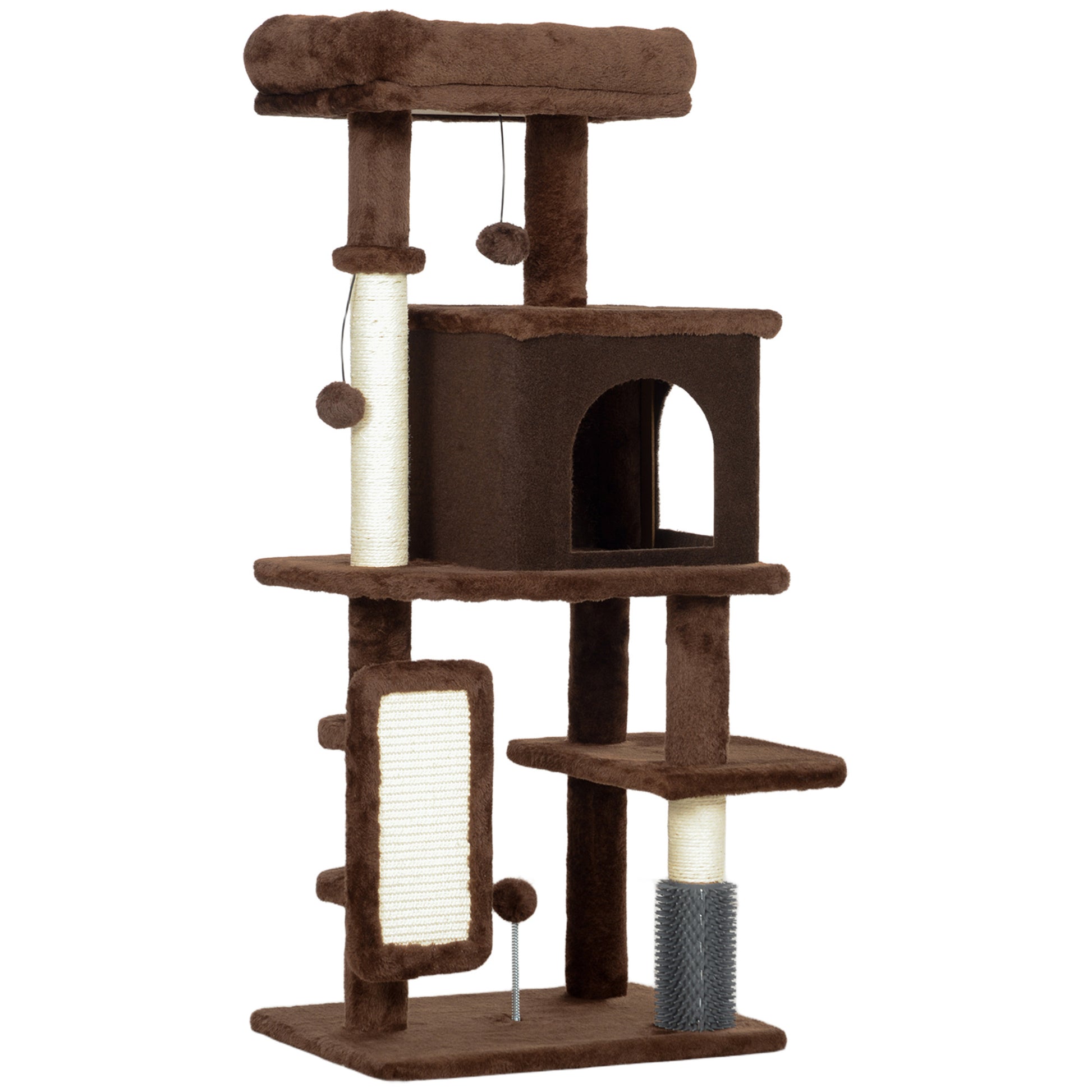 Pawhut Árbol Rascador Para Gatos Altura 104cm Con Almohadilla Para Rascar Marrón_0