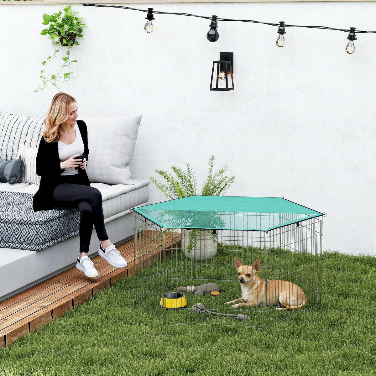 Pawhut Parque De Juegos Para Perros 6 Paneles 59x60 Cm Plegables Puerta Pestillo_1