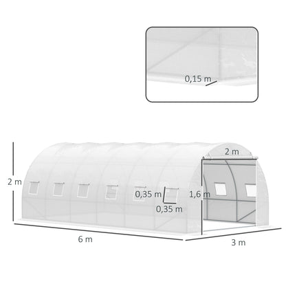 Outsunny Invernadero De Túnel 6x3x2m Con Puerta Enrollable 12 Ventanas De Pe_2