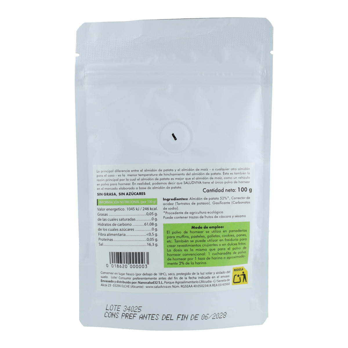 Polvo de Hornear Premium  Salud Viva 100g