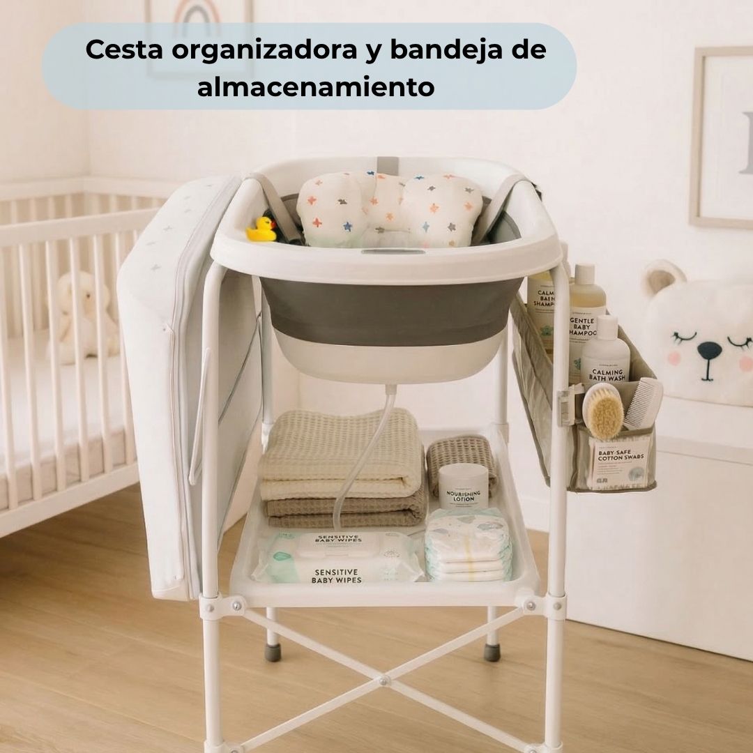 Bathby | Bañera Bebé 5 En 1 Plegable Con Soporte, Cojín Antideslizante, Cambiador (gris Pro)_4