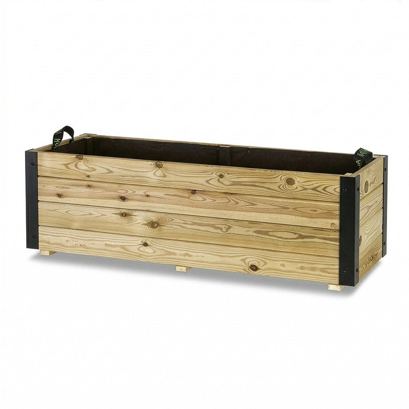 Jardinera Exterior De Madera Con Refuerzo De Aluminio Ghio Al Hortalia 120x45x40 Cm_3