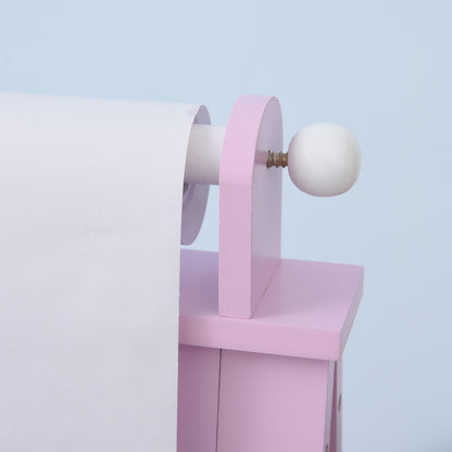 Cavalete Infantil Homcom Mdf, Tecido Não Tecido Rosa 58,5x50,5x118 Cm_3