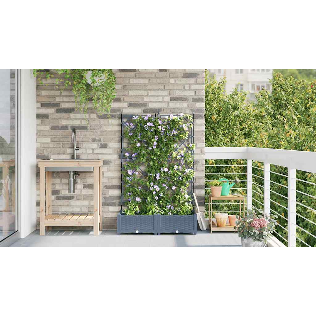 Macetero De Jardín 2 Uds. Gris Claro 80 X 40 X 125,5 Cm Pp_3
