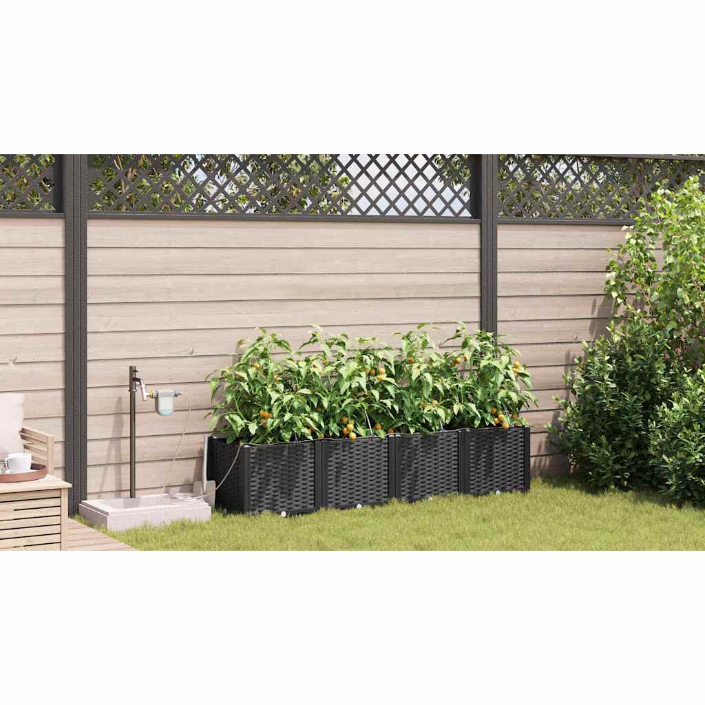 Macetero De Jardín 4 Uds. Negro 160 X 40 X 37,5 Cm Pp_3