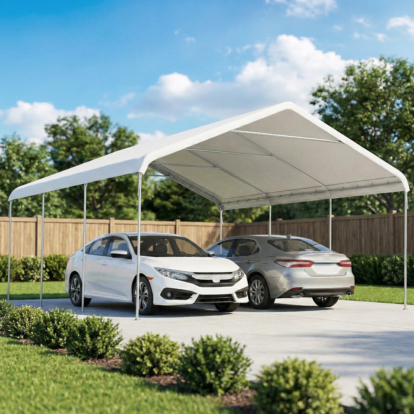 Outsunny Carpa Garaje 5x6 M Impermeable Estructura De Acero Galvanizado Crema_1