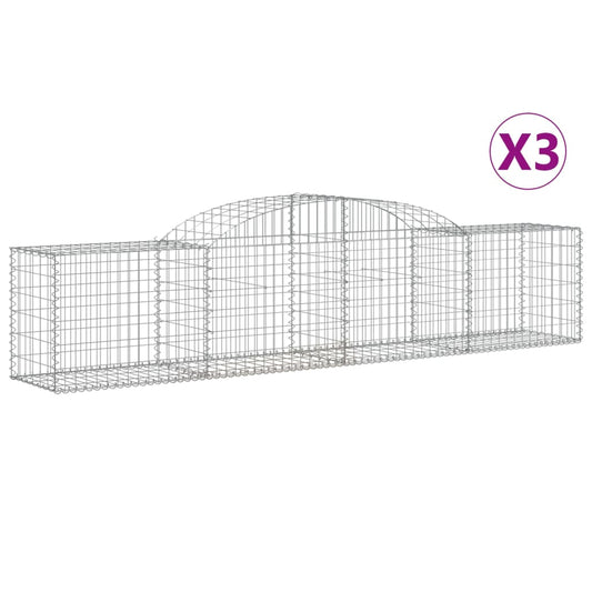 Cestas Gaviones 3 Uds Forma De Arco Hierro 300x50x60/80 Cm_0