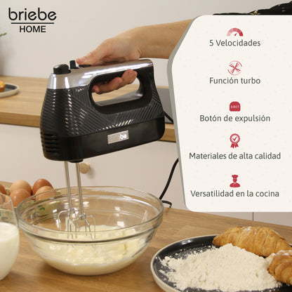 Briebe Elegance Set Batidora De Mano 2 Velocidades + Batidora Varillas Eléctrica 5 Velocidades + Turbo, Skt1187blk_2