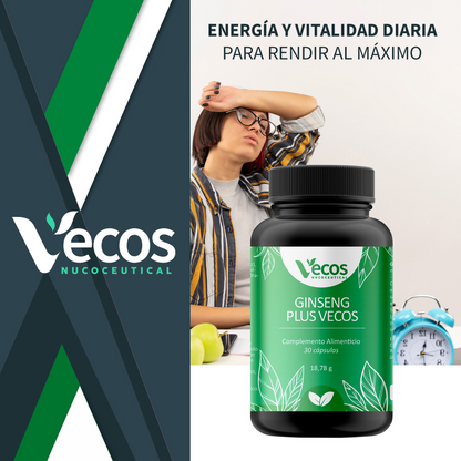 Ginseng Plus Vecos 30 Cápsulas | Cansancio Y Fatiga Física Y Mental | Panax Ginseng 490 Mg_1