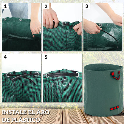 Outsunny Set De 3 Bolsas De Basura De Jardín 272l Con Asas Plegables_5