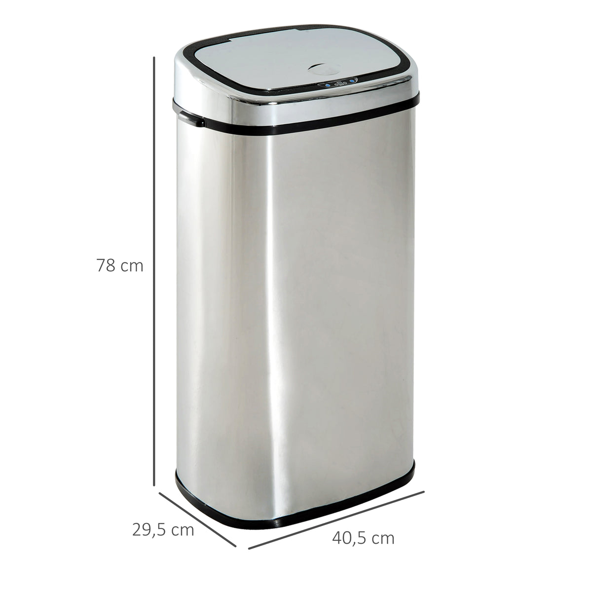 Balde De Lixo Homcom Prata Abs E Aço Inoxidável 40.5x29.5x78cm_2
