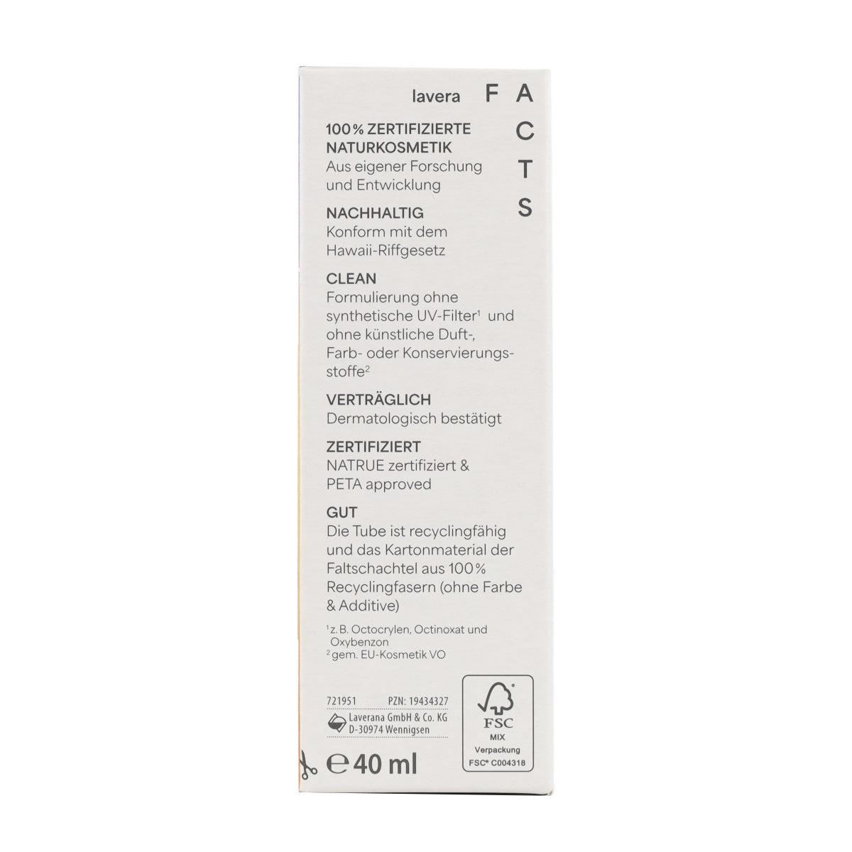 Fluido Solar Facial Spf50 Lavera 40 ml