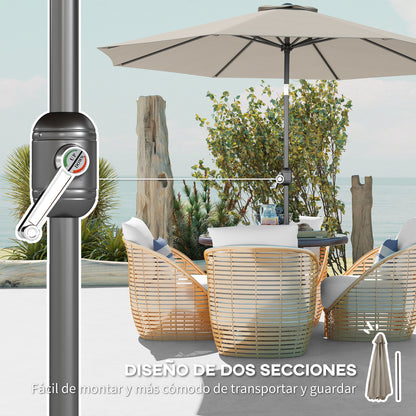 Outsunny Sombrilla De Jardín Ø295x250 Cm Con Manivela E Inclinación Gris Claro_5