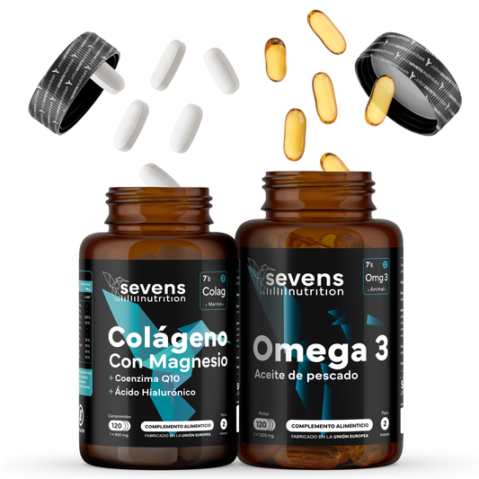 Colágeno Marino Con Magnesio + Omega 3 2000mg. Sevens Nutrition. Huesos, Articulaciones, Piel, Corazón Y Cerebro_0