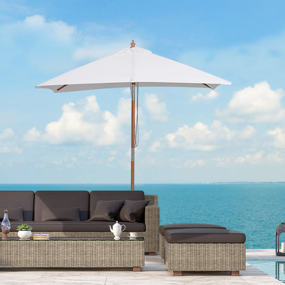 Outsunny Sombrilla De Jardín Rectangular 200x150x235 Cm Anti-uv Crema_1