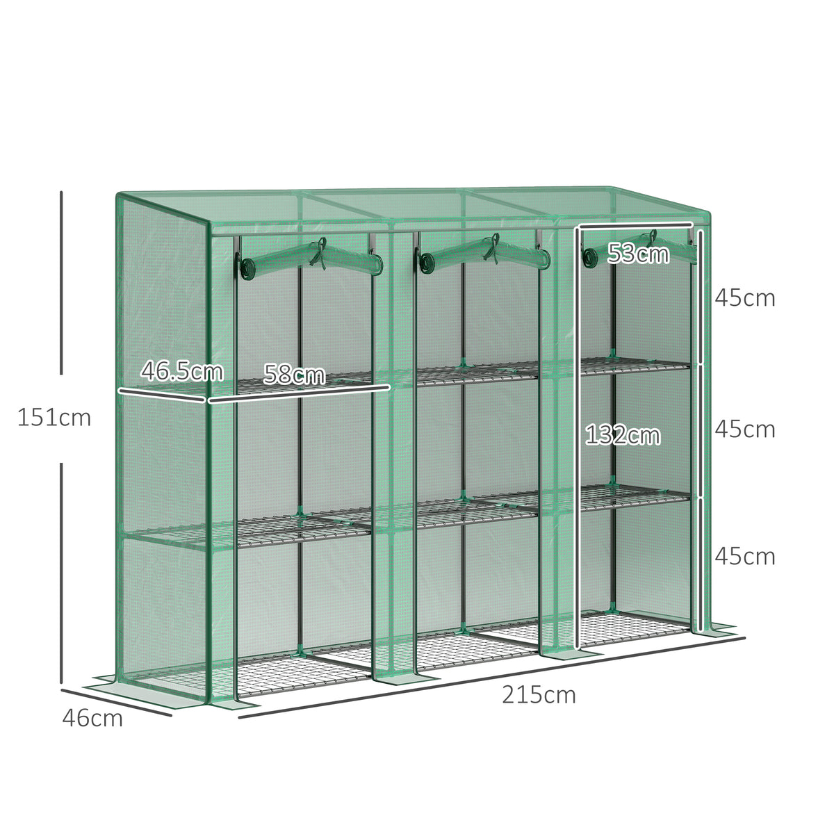 Outsunny Invernadero De Exterior Con 9 Estantes Puerta 215x46x151 Cm Verde_2