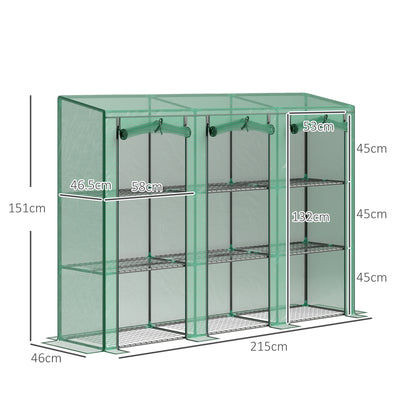 Outsunny Invernadero De Exterior Con 9 Estantes Puerta 215x46x151 Cm Verde_2