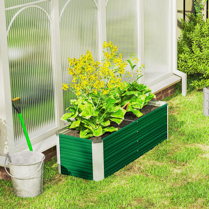 Outsunny Arriate De Jardín De Acero Jardinera Cultivos Plantas 125x47x40cm Verde_4