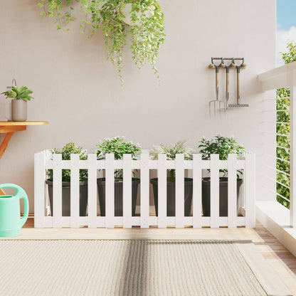 Arriate Elevado Jardín Con Valla Madera Pino Blanco 150x50x50cm_1