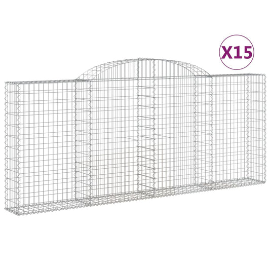 Cestas Gaviones 15 Uds Forma De Arco Hierro 300x30x120/140 Cm_0