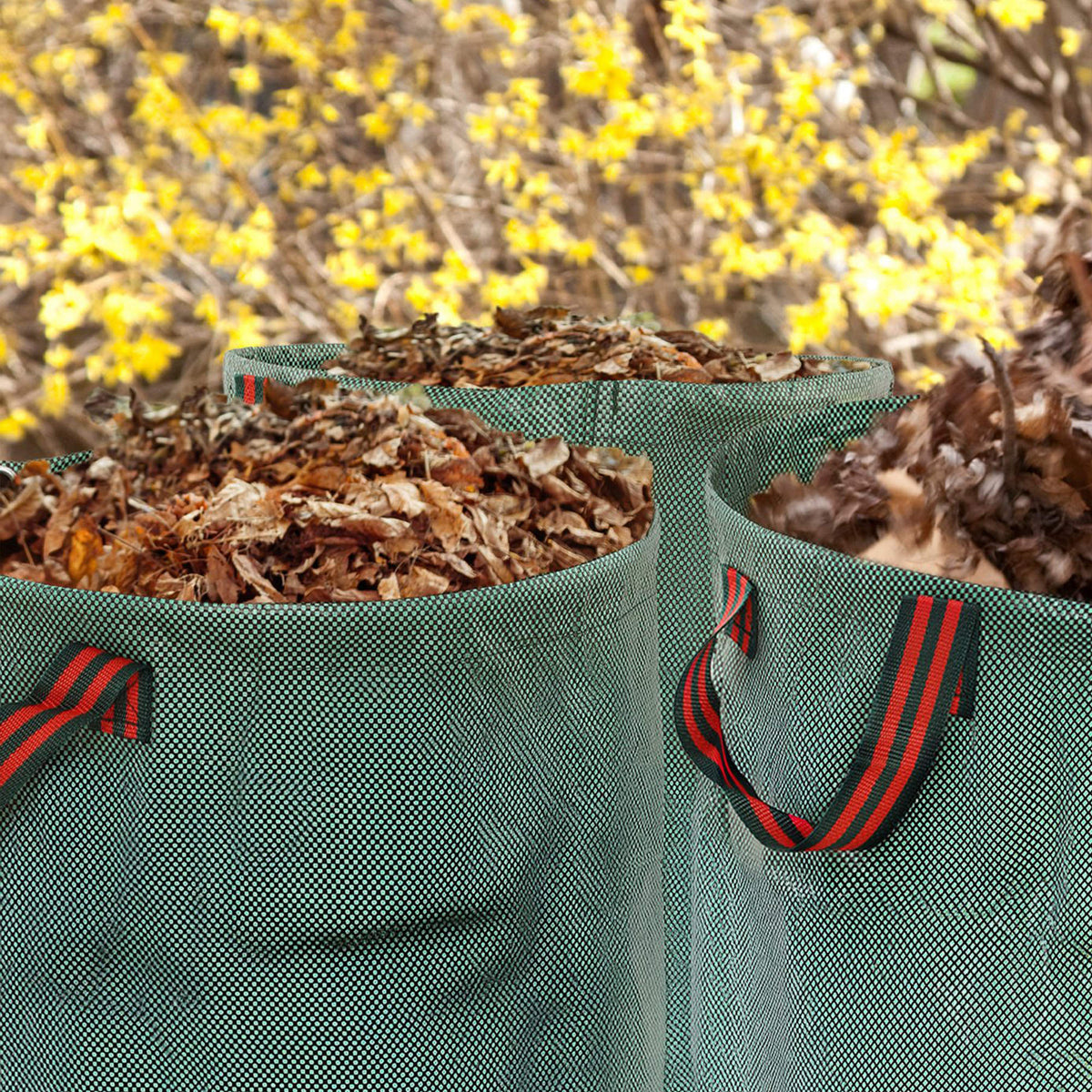 Outsunny Set De 3 Bolsas De Basura De Jardín 272l Con Asas Plegables_3