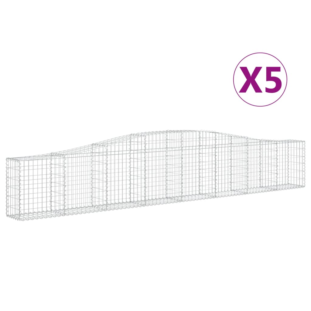 Cestas De Gaviones 5 Uds Forma De Arco Hierro 400x30x60/80 Cm_0