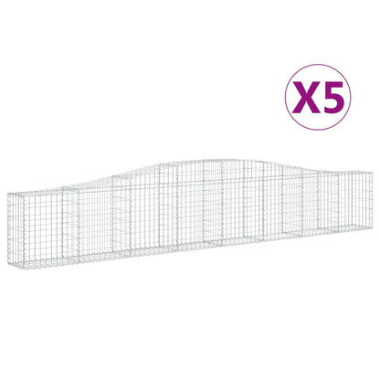 Cestas De Gaviones 5 Uds Forma De Arco Hierro 400x30x60/80 Cm_0