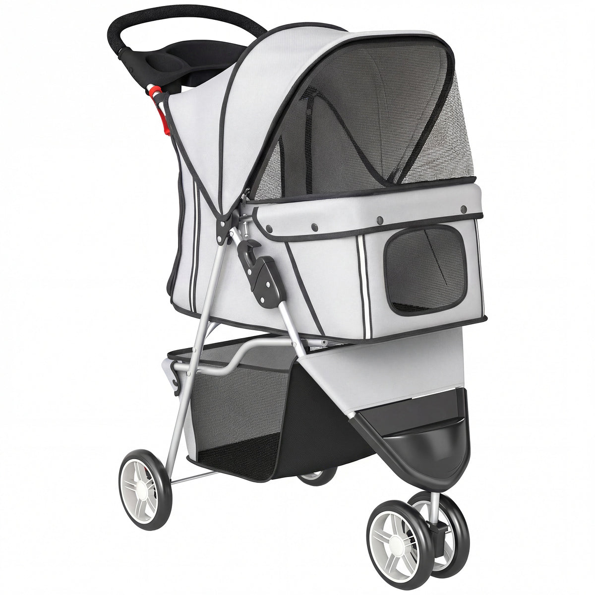 Pawhut Carrito Para Perros Plegable Hasta 10 Kg De 3 Ruedas Con Capota Ajustable_1