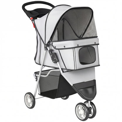 Pawhut Carrito Para Perros Plegable Hasta 10 Kg De 3 Ruedas Con Capota Ajustable_1