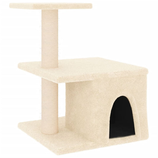 Rascador Para Gatos Con Postes De Sisal Color Crema 48 Cm_0