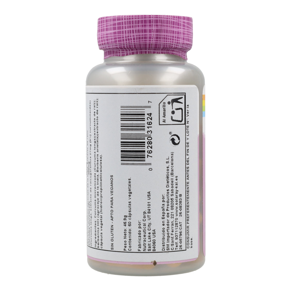 Berberine & Curcuma 600 Mg 60 Caps Solaray