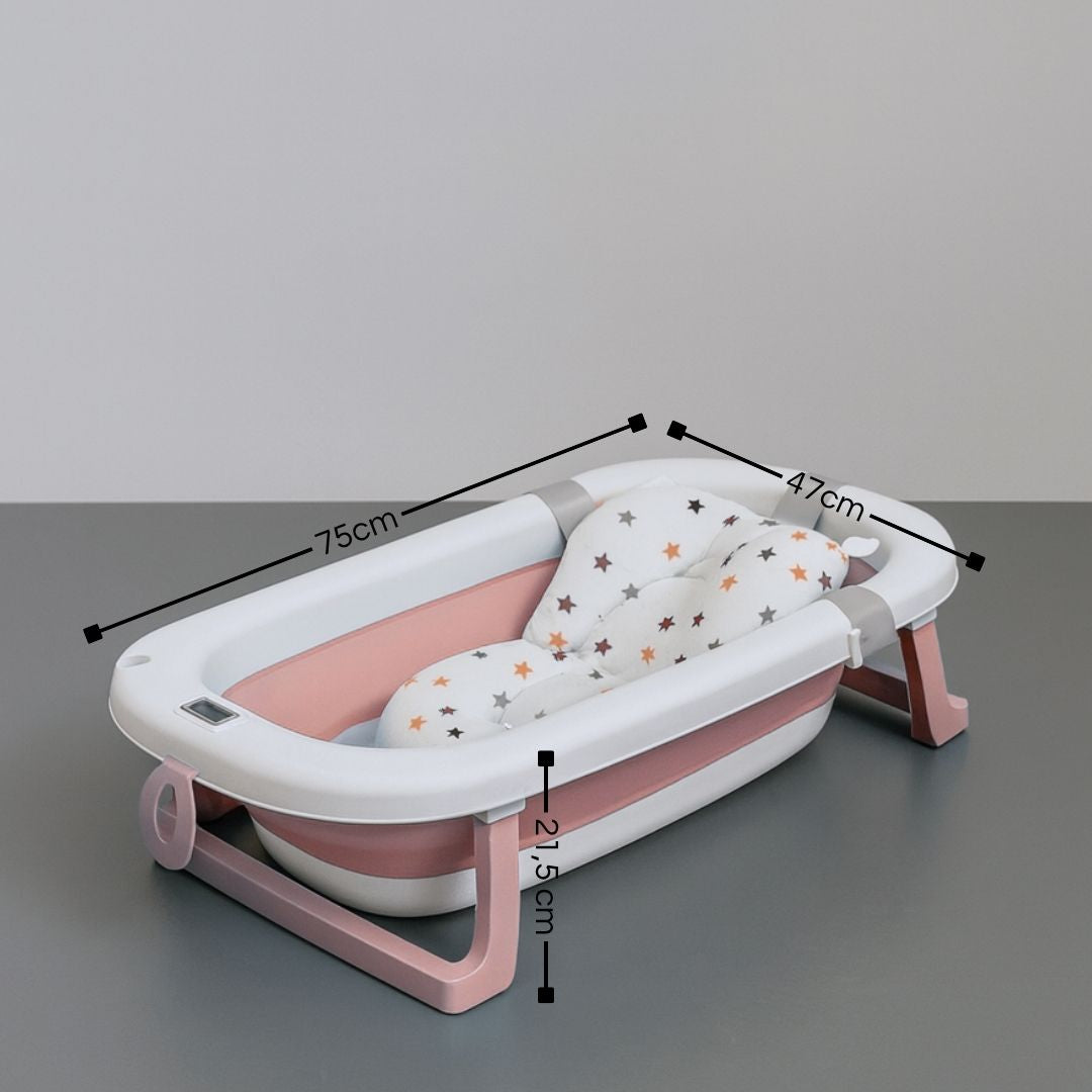 Bathby Bañera Plegable Rosa Para Bebés, Cojín Reductor, Termómetro, Patas Antideslizantes (rosa Pastel)_5