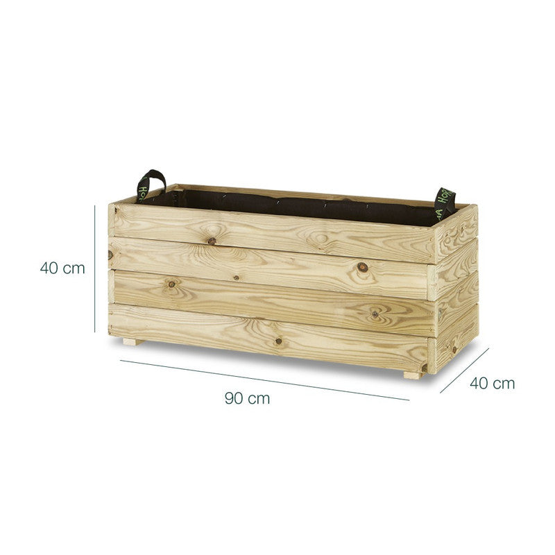 Jardinera Rectangular De Madera Tratada Para Exterior Ghio Hortalia 90x40x40 Cm_5