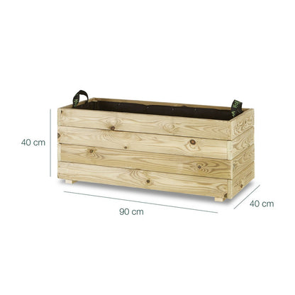 Jardinera Rectangular De Madera Tratada Para Exterior Ghio Hortalia 90x40x40 Cm_5