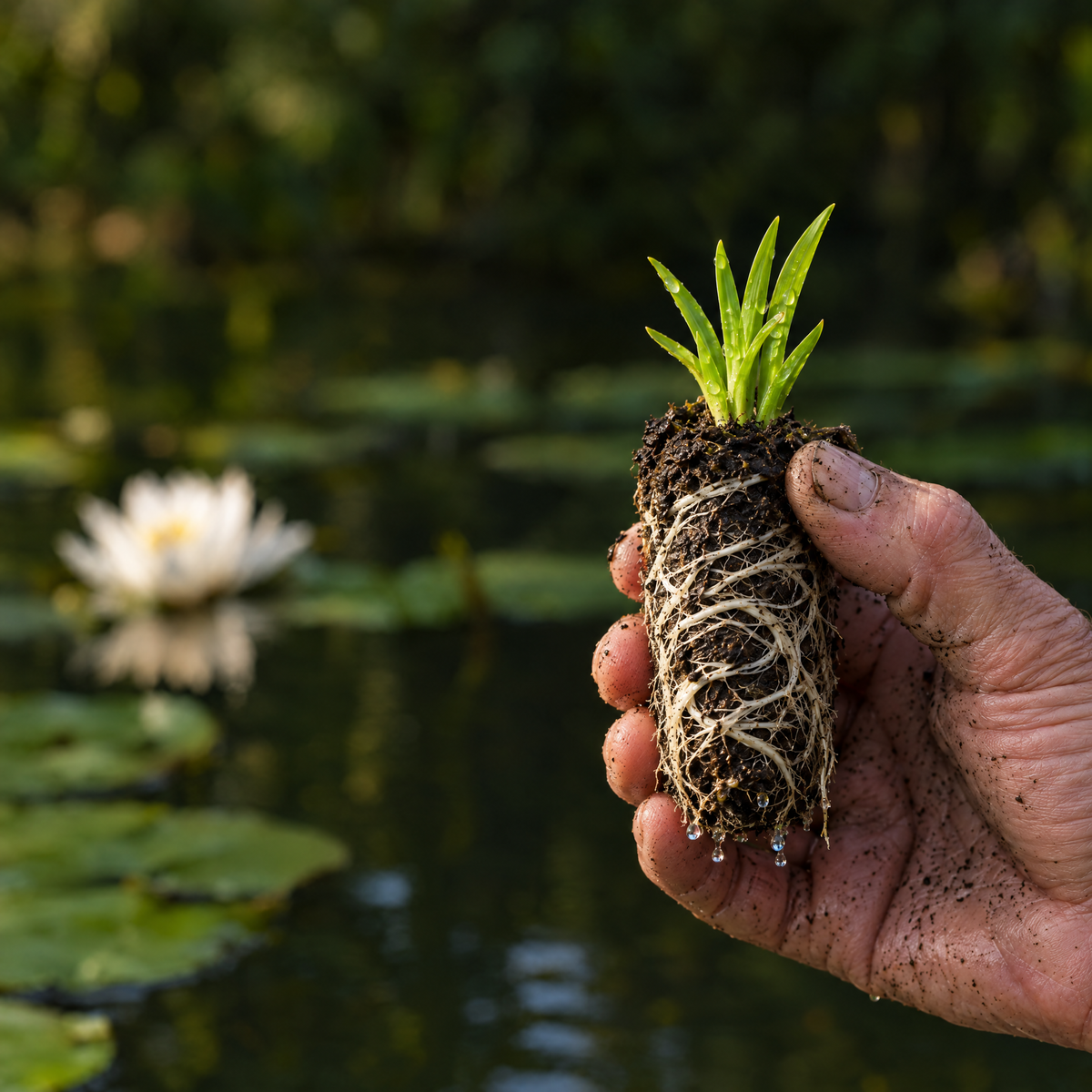Espadaña Enana Typha Minima Planta Estanque - Set 4 Plantas Con Cesta Sustrato_5
