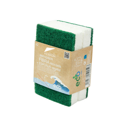 2 estropajos con esponja vegetal Eco Friendly Kerkom