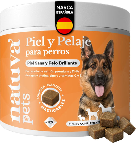 Aceite De Salmón Para Perros. Piel Y Pelo. Suplemento Para Mascotas. 120 Masticables. Natuva Pets_0