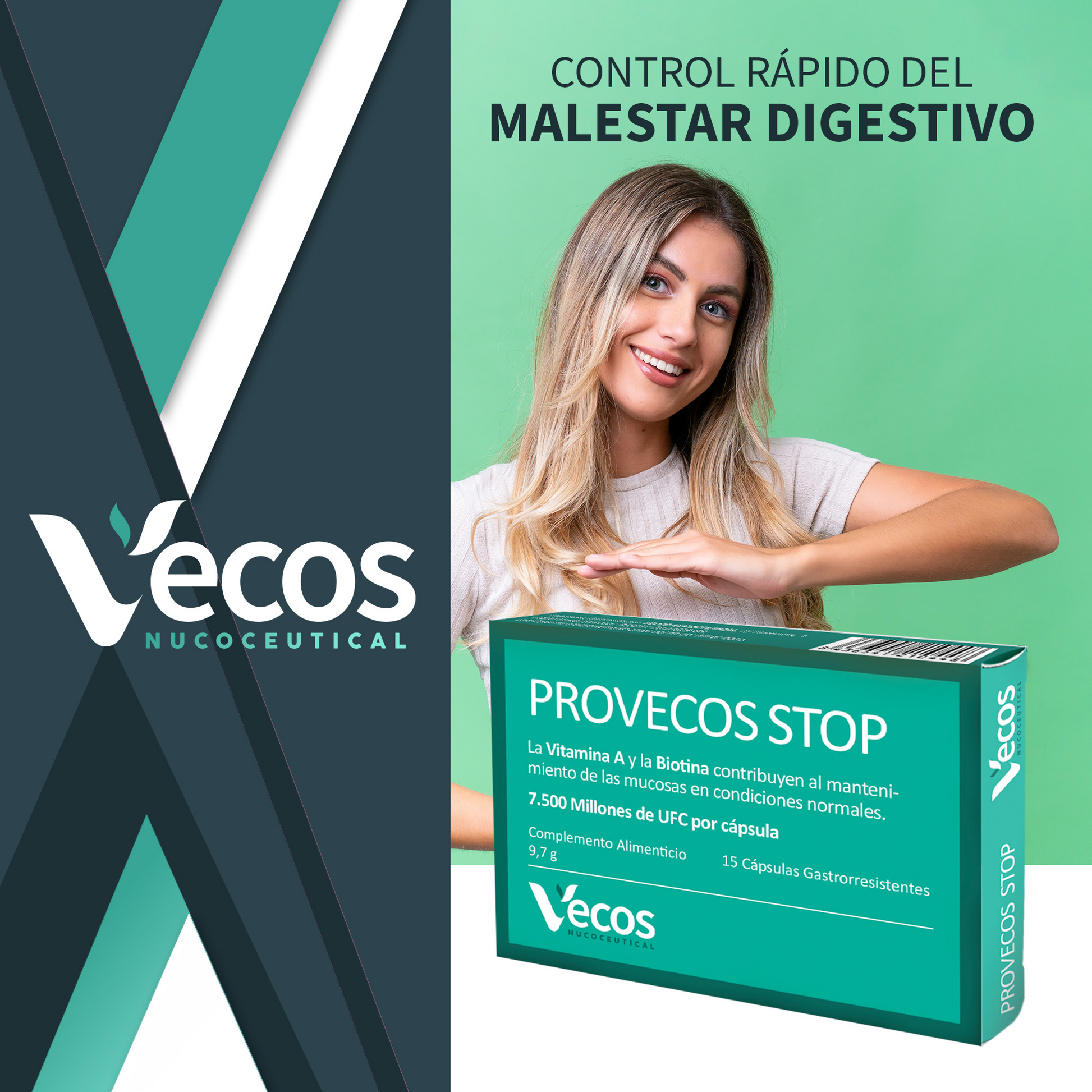 Provecos Stop Vecos 15 Cápsulas | Flora Vaginal Y Bienestar Íntimo | 25.000 Millones Ufc + Fos_1