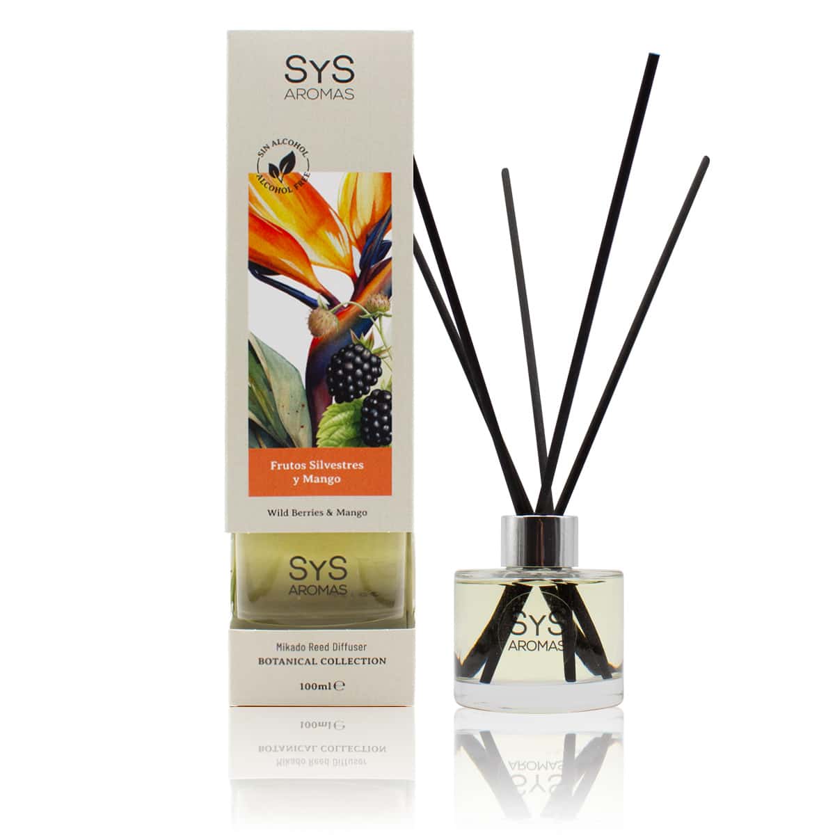Ambientador Mikado Frutos Silvestres y Mango Botanical SYS Aromas 100 ml | Afrutado y Tropical | Sin Alcohol_0