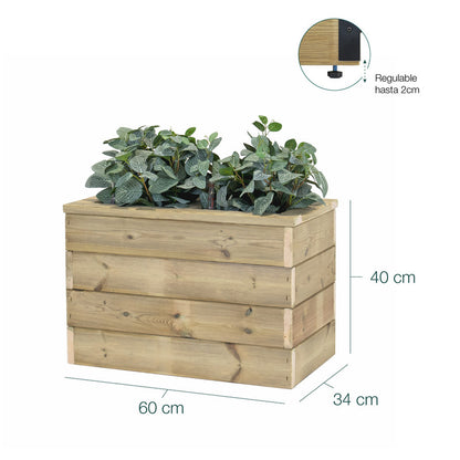 Jardinera Con Autorriego De Madera Nidum Basic Interior Y Exterior Hortalia 60x34x40 Cm_5