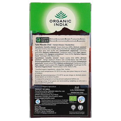Tulsi Masala Chai Infusión Ayurvédica Organic India 25 bolsitas