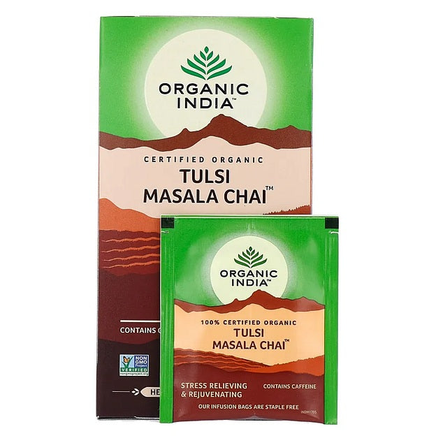 Tulsi Masala Chai Infusión Ayurvédica Organic India 25 bolsitas
