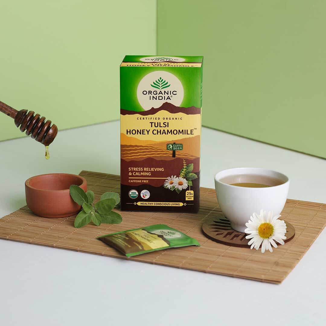 Tulsi Honey Chamomile Infusión Ayurvédica Organic India 25 bolsitas