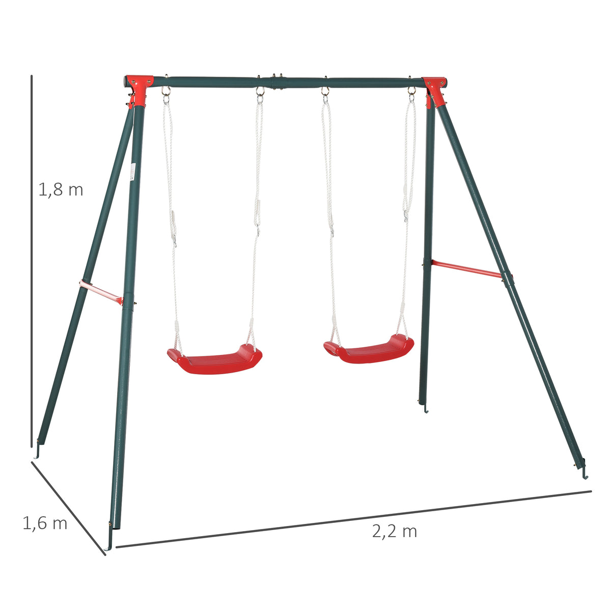 Columpio Doble Para Niños Outsunny Multicolor 220x160x180 Cm_2