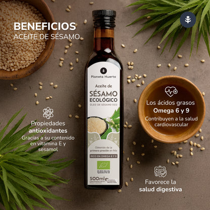 Pack 2x Aceite de Sésamo prensado en frío ECO Planeta Huerto 500 ml